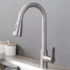 Stainless Steel Kitchen Faucet Single Hole Pull Out Spray 360° Swivel Sink Faucet High Arc Modern Design