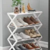 Sb6831c783f4c471a948e8c2353313056o.webp 4Layer X-Type Multi Layered and Space Saving Shoe Rack,Solid Color Simple Home Assembly Shoe Rack