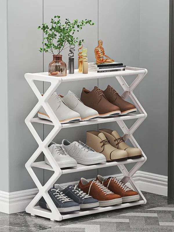 Sb6831c783f4c471a948e8c2353313056o.webp 4Layer X-Type Multi Layered and Space Saving Shoe Rack,Solid Color Simple Home Assembly Shoe Rack