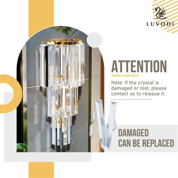 Sb6c09468bcd247f989d5cd9e041b96c8M.webp Modern Crystal Wall Lamp 3-Layer Wall Crystal Sconce Light E14 Led Corn Lights