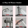 Gun Grey Piano Digital 4 Function Shower Set Bathroom Faucets Hot Cold Waterfall Digtial Display Tap Rainfall Shower System