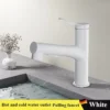 Bathroom Sink Pull-out Hot and Cold Water Mixer Faucet for Bathroom Grey/Chrome 3 Functions Mouthwash Faucet Deck Mount