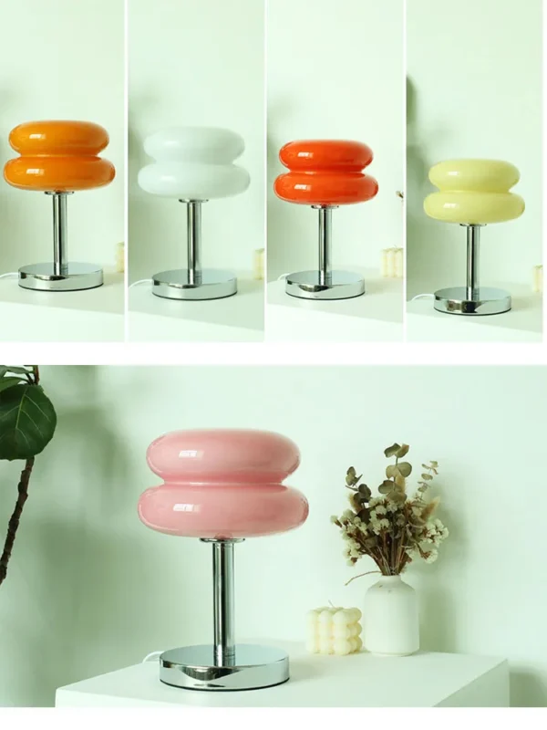 Macaron Glass Table Lamp Trichromatic Dimming Living Room Atmosphere Lamps Eye Protection Decor