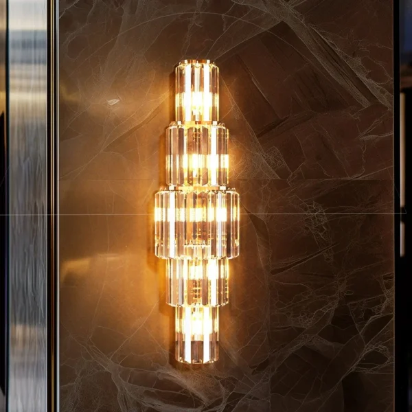 Sba0236a8d7ff440a8829a1decf050849d.webp Modern Crystal Wall Lamp 3-Layer Wall Crystal Sconce Light E14 Led Corn Lights