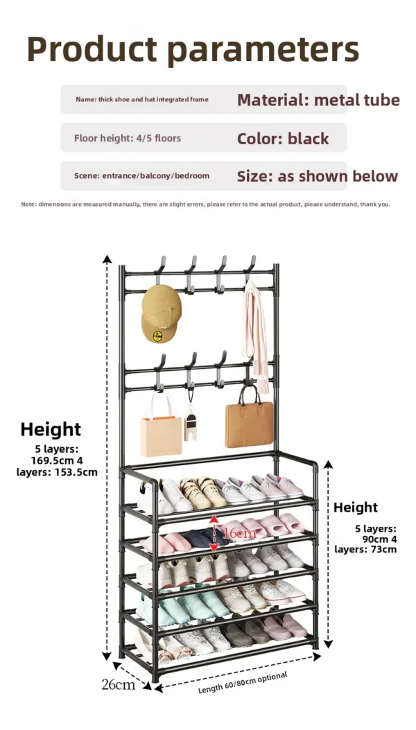Multi-layer Door-mounted Shoe Hat Rack - Simple Assembly Household Integrated Multi-functional Storage Cabinet for Home Use