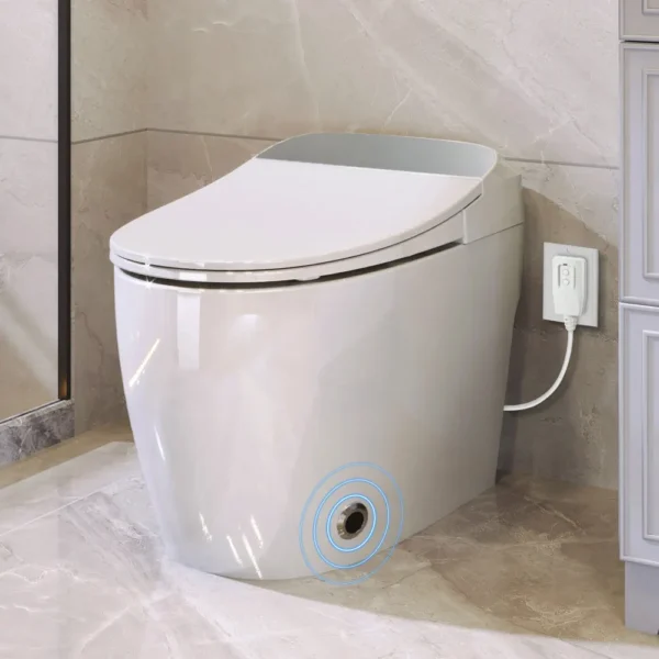 Sbb27736629964b0fa77a86f860b1f9c4F.webp Heated Seat Smart Toilet, Automatic Flush Tank Less Toilet without Bidet, with Foot sensor Flush, White Night Light, Knob Control, Power Outage Flushing, Soft Close Cover