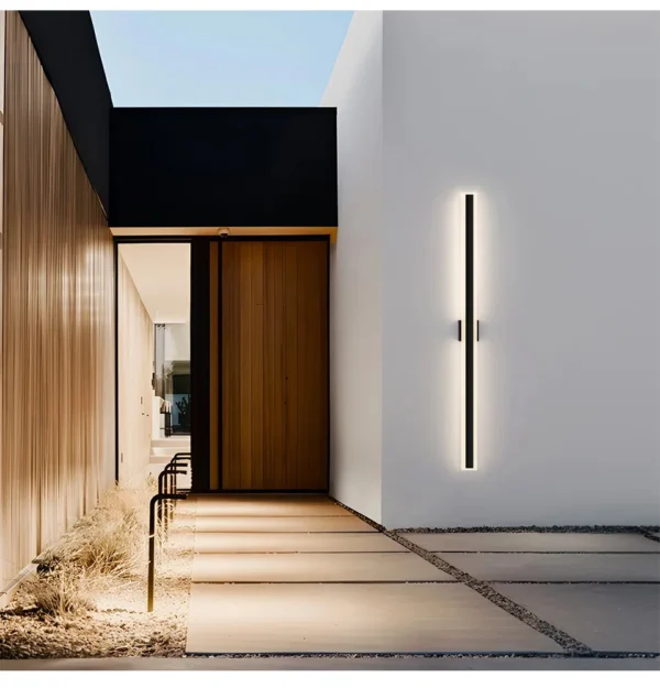 Sbc1fc5421b7a4a239976742eb558fbd28.webp Outdoor Porch Light Waterproof Rust Resistant Stainless Steel Sconces Black Long-strip Style Lighting Fixture