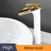 Modern White Bathroom Faucet Waterfall faucets Single Hole Cold and Hot Water Tap