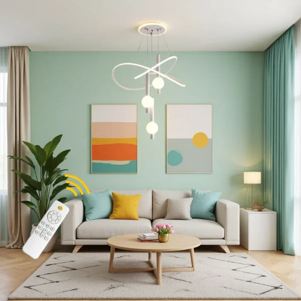 Sbeddfecd09a348d888ba50e1c77e1dfcF.webp Lollipop-Shaped LED Pendant Light, with Three Adjustable Light Colors, Remote Control/Switch Operation, and Adjustable Height