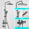 Gun Grey Piano Digital 4 Function Shower Set Bathroom Faucets Hot Cold Waterfall Digtial Display Tap Rainfall Shower System
