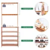 Sc0059ae2e7024a15aae24e8445ed0c42T-1.webp 185cm Large Wooden 5 Tiers Hall Tree Hat Coat Stand with 8 Hooks Clothes Shoe Rack Hanger Hooks Shelf Storage 