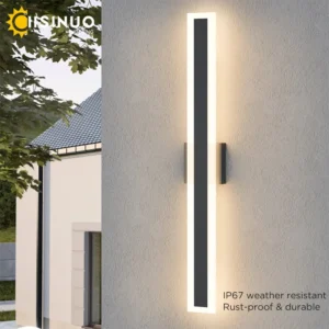 Outdoor Porch Light Waterproof Rust Resistant Stainless Steel Sconces Black Long-strip Style Lighting Fixture
