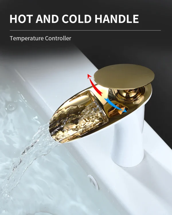 Modern White Bathroom Faucet Waterfall faucets Single Hole Cold and Hot Water Tap