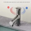 Bathroom Sink Pull-out Hot and Cold Water Mixer Faucet for Bathroom Grey/Chrome 3 Functions Mouthwash Faucet Deck Mount
