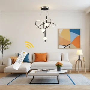 Sc14c9408f17e49408e67f20e7c7b73cd6.webp Lollipop-Shaped LED Pendant Light, with Three Adjustable Light Colors, Remote Control/Switch Operation, and Adjustable Height