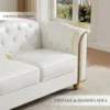 Sc1ea776742d54af88e71d7edb530f077n.webp 78" Leather Couch, Sot 3 Seater Couches or Living Room, Button Tuted Comy Couch ern Soa with Upholstered Cushion, Gold
