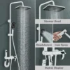 Gun Grey Piano Digital 4 Function Shower Set Bathroom Faucets Hot Cold Waterfall Digtial Display Tap Rainfall Shower System