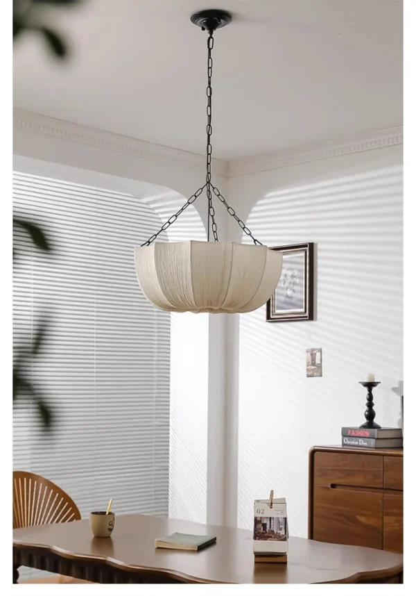 Japanese Wabi Sabi Retro Fabric Pendant Lights Living Dining Room Chandelier Lighting
