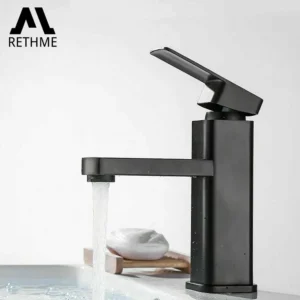 Bathroom Faucets Black/Chrome Hot and Cold Mixer Faucets Vanity Bathroom Kitchen Deck Mounted Bathroom Sink Faucets