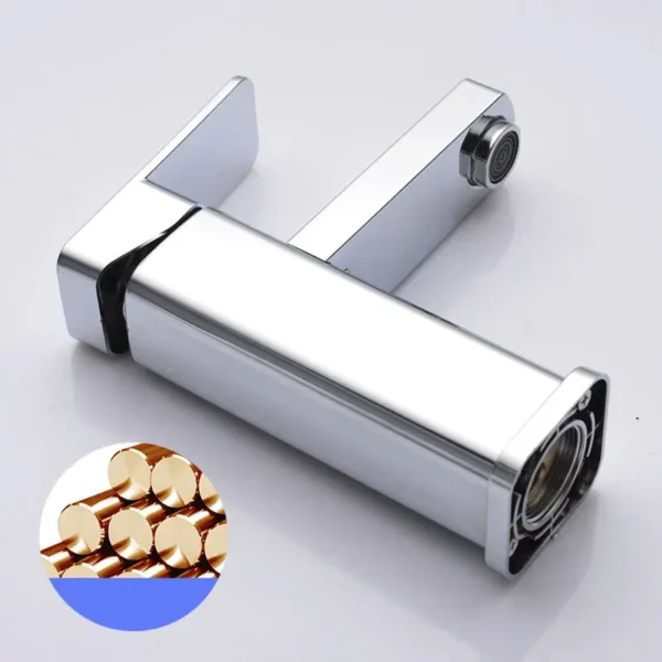 Gold faucet bathroom faucet metal stainless steel handle hot and cold mixer faucet square faucet beautiful bathroom