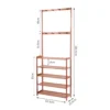 Sc76744a216d242a98b408457afe10f3at.webp 185cm Large Wooden 5 Tiers Hall Tree Hat Coat Stand with 8 Hooks Clothes Shoe Rack Hanger Hooks Shelf Storage 