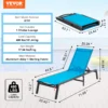 SucceBuy Chaise Lounge Chair Outdoor Aluminum Patio LoungeFolding Pool Lounge Recliner Full Flat for Patio Beach Pool