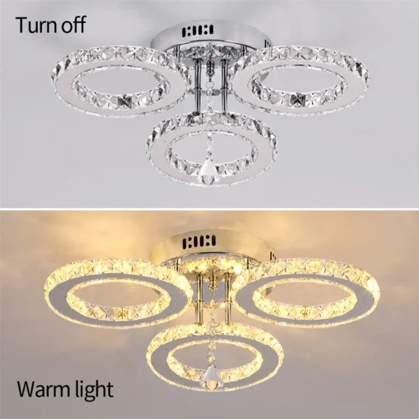 Modern Pendant Light Led Crystal Ring Ceiling Lamp Living Dining Room