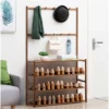 Scdcf0aab1ea440cb8e0ec88b4809cf24T.webp 185cm Large Wooden 5 Tiers Hall Tree Hat Coat Stand with 8 Hooks Clothes Shoe Rack Hanger Hooks Shelf Storage 
