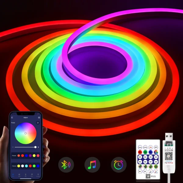 Sce3ba5e6c990495b99871562ed7dab81V.webp Bluetooth Dream Color RGB LED Neon lights Waterproof Soft Tube Flexible Dimmable Ribbon