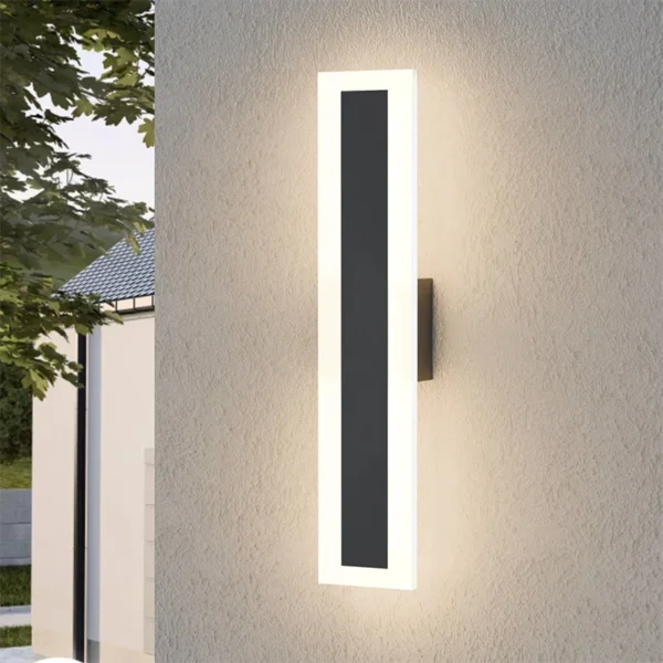 Scf8fa45bf6554416b86c1dbf53afb3943.webp Outdoor Porch Light Waterproof Rust Resistant Stainless Steel Sconces Black Long-strip Style Lighting Fixture
