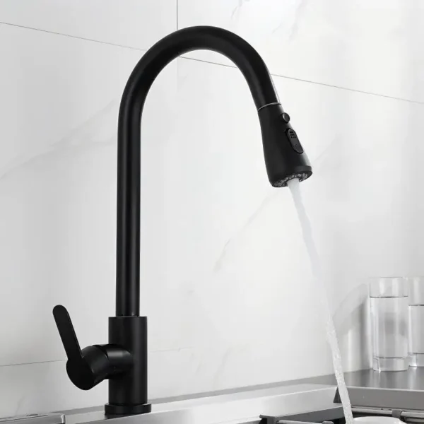 Kitchen Faucets 304 stainless steel Pull Out Kitchen Sink Water Tap Deck Mounted Mixer Stream Sprayer Head Hot Cold Taps