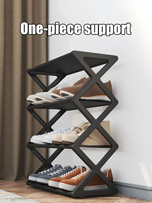 Sd09b9277f5fd4c128ce85bca9aad4521R.webp 4Layer X-Type Multi Layered and Space Saving Shoe Rack,Solid Color Simple Home Assembly Shoe Rack