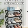 Sd2d3acaedcc0429b8af22669a92ccbaf6-1.webp 4Layer X-Type Multi Layered and Space Saving Shoe Rack,Solid Color Simple Home Assembly Shoe Rack