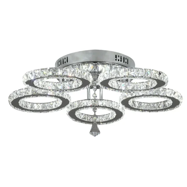 Modern Pendant Light Led Crystal Ring Ceiling Lamp Living Dining Room