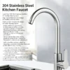 Punch-Free Black Nickel Bathroom Sink Faucet 360° Rotatable Stainless Steel Single Handle Hot Cold Water Mixer Tap Modern Wall