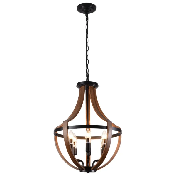 Sda55ce217e70402d994cfa2b4e4fdec1o.webp Modern Rustic Wooden Pendant Light Fixture - 17 Inch Diameter - Handmade Natural Wood Kitchen Dining Room Lighting