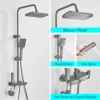 Gun Grey Piano Digital 4 Function Shower Set Bathroom Faucets Hot Cold Waterfall Digtial Display Tap Rainfall Shower System