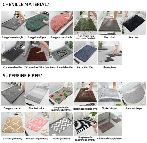 Sdbf0d940d415484b92f591edff998686D.webp 1 Set of Solid Color Simple Bathroom Water-absorbing and Non-slip Floor Mat Stone Pattern, Comfortable and Soft, Three-piece Set