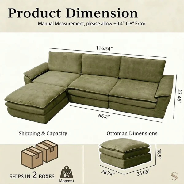 Sdc5e2ec675ab4dfd94276251d0410171v-1.webp Modern Cloud Modular Sofa Set, Soft Thick Memory Foam, Frameless Couch with Pillows, Easy Assembly for Living Room Bedroom