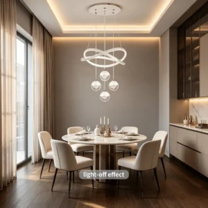 LED Pendant Light Three Color Temperatures 4 Crystal Balls Soft Light Adjustable Suspension Line Home Ceiling Lights for Living
