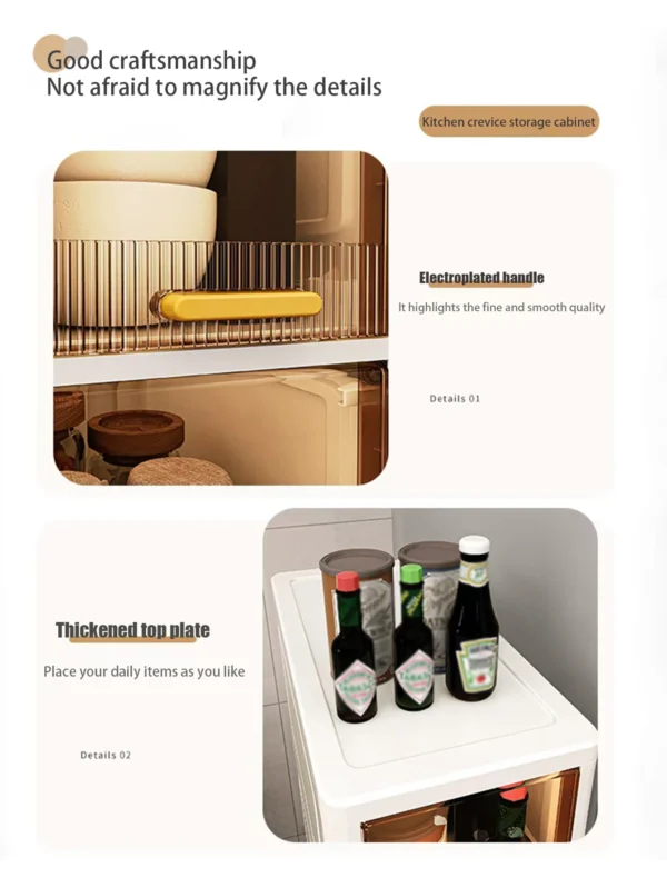 Sde0d7ebd68064d0993ad7e92abe84640I-1.webp Gap storage cabinet, multi-functional ultra-thin organizer-suitable for kitchen and bathroom gaps, storage cabinet, home storage