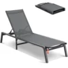 SucceBuy Chaise Lounge Chair Outdoor Aluminum Patio LoungeFolding Pool Lounge Recliner Full Flat for Patio Beach Pool