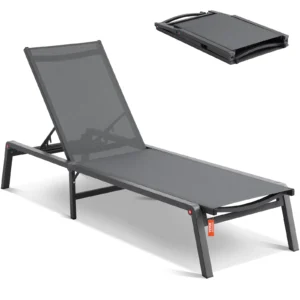 Sde7d751f3946486e835a294718ab3911o.webp SucceBuy Chaise Lounge Chair Outdoor Aluminum Patio LoungeFolding Pool Lounge Recliner Full Flat for Patio Beach Pool