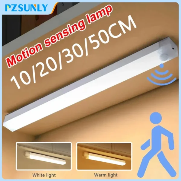 Se1a27cccdb7a4e748a39829ca90d8c3cK.webp LED Motion Sensor Light Wireless LED Night Light Type C Rechargeable Light Cabinet Wardrobe Lamp Staircase Backlight For Kitchen