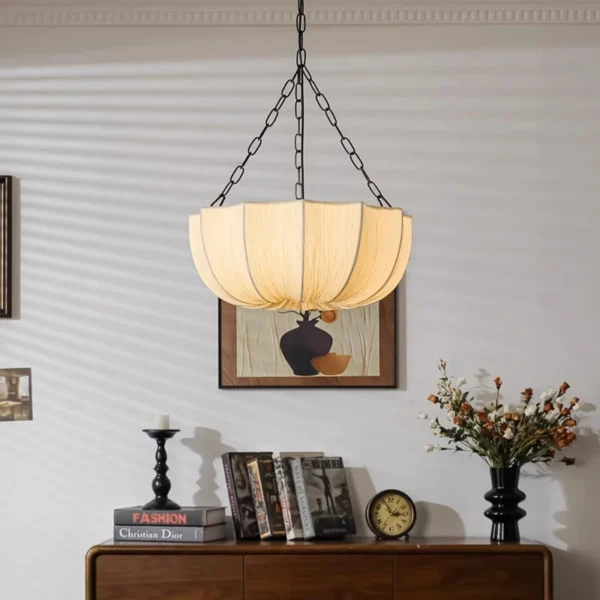 Japanese Wabi Sabi Retro Fabric Pendant Lights Living Dining Room Chandelier Lighting