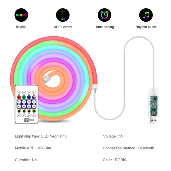 Se80c7fa6e1cb48319a9c1d5c81360d6de.webp Bluetooth Dream Color RGB LED Neon lights Waterproof Soft Tube Flexible Dimmable Ribbon