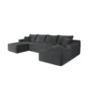 126" Cloud Sectional Sofa with U-Shape Chaise and Side Pockets and Cup holder, Modern Modular Design, Deep Seating, Upholstered