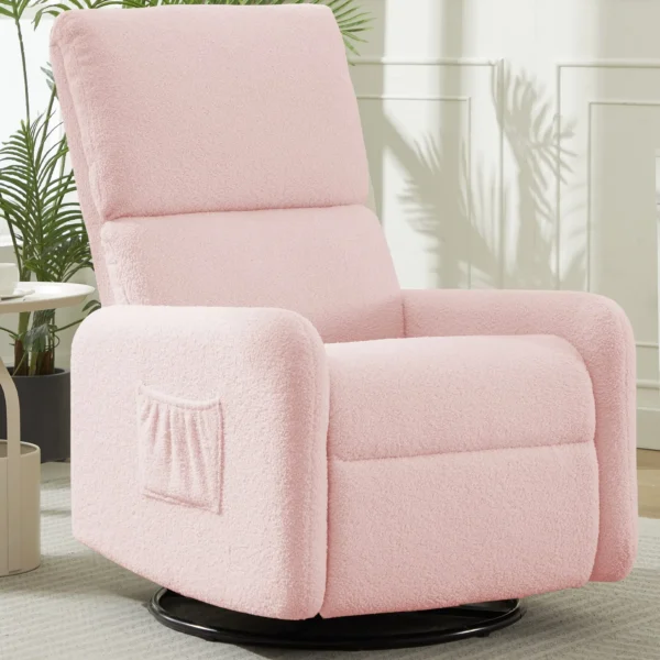 360 Degree Swivel Glider Chair, Rocking Armchair with Side Pocket