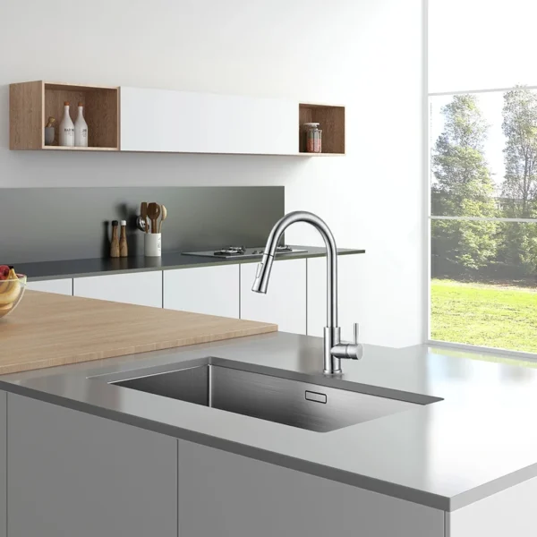 Kitchen Faucet Flexible Pull Out 2 Modes Nozzle Hot Cold Water Mixer Tap Deck Mounted Sprayer and Stream SUS 304 Faucets