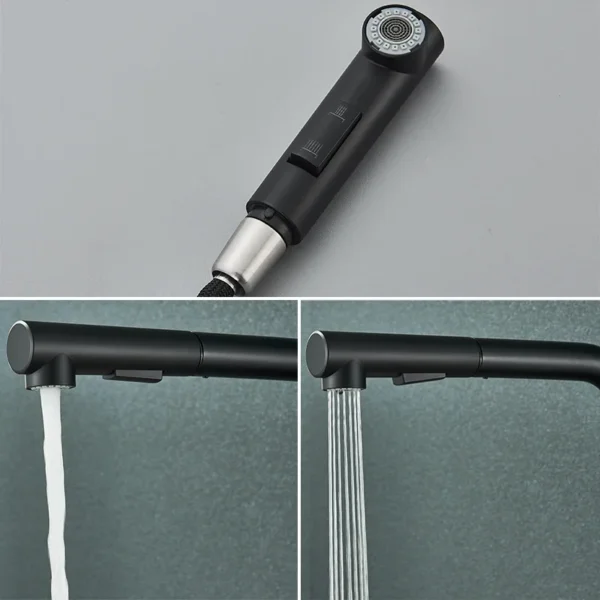 Kitchen pull-out faucet 304 stainless steel hot and cold faucet black sink faucet with two levels of water outlet